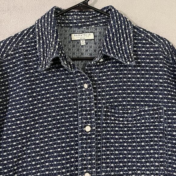 Bagatelle Collection NY Crop Jacket Blue Womens M Button Textured - Picture 5 of 10